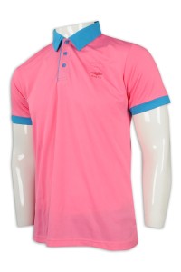 P1122  訂購撞色領短袖Polo恤 設計寬鬆男裝Polo恤 救生員 筆插 Polo恤專門店    粉色撞色天藍色領